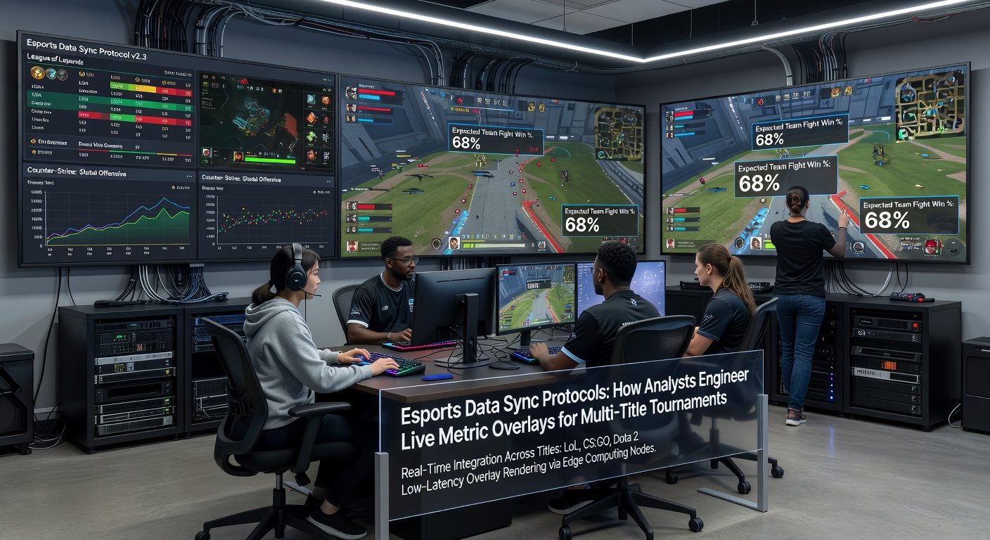 Live metric overlay displaying synchronized player statistics across multiple esports titles during a tournament
