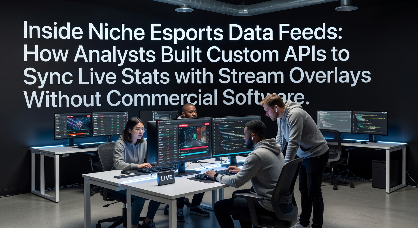 Esports analysts reviewing live data feeds on multiple monitors during a tournament broadcast setup