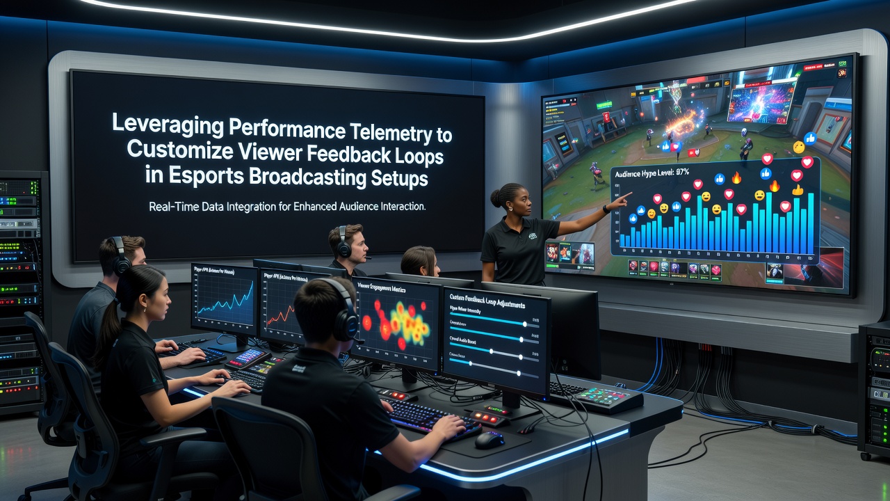 Close-up of analytics dashboard showing synchronized telemetry graphs and live viewer feedback metrics during an esports match