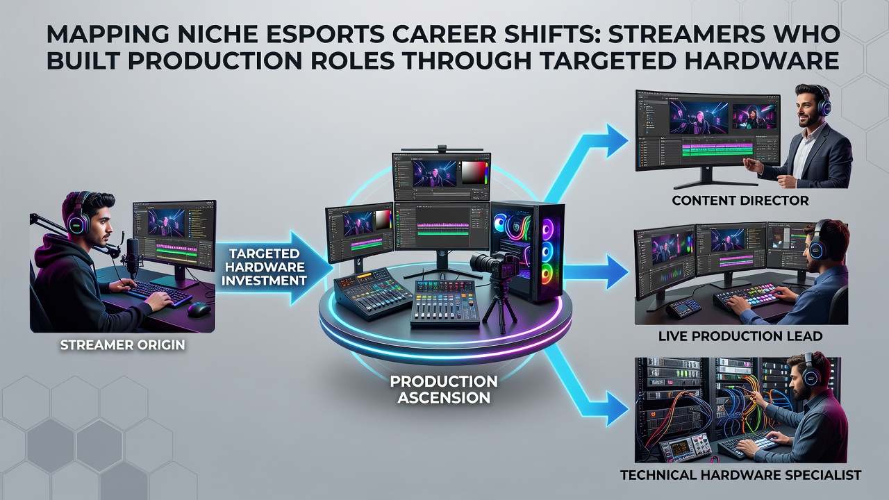 Esports production team analyzing community metrics during a live event