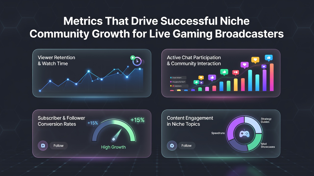 Live gaming broadcasters reviewing audience analytics dashboards during a community-focused stream session